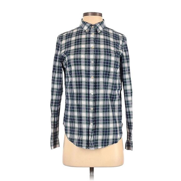Massimo Dutti Plaid Button Down Long Sleeve Woven Blouse Top (NWT) - Picture 1 of 4